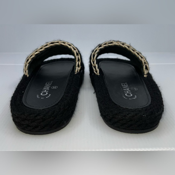 Chanel 2022 CC Black Knit Slide Sandals - Picture 9 of 10